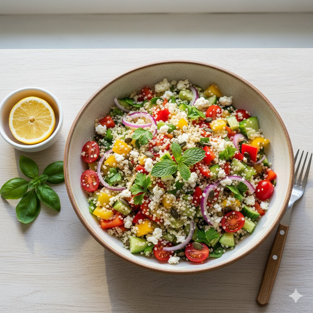 Salada de Quinoa com Vegetais Frescos